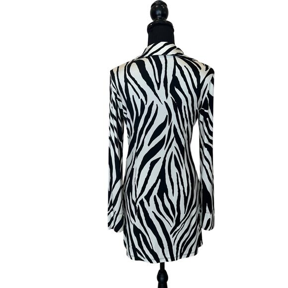 The Andamane Zebra Mini Shirt Dress MEDIUM Career Office Designer Italian $510 - Picture 8 of 12